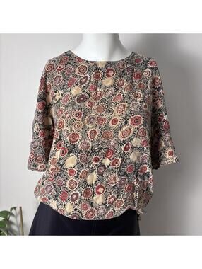 Vintage Abstract Silk Blouse S
